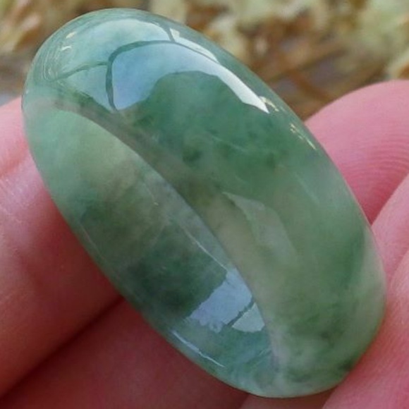 Certified Icy Green Natural A JADE Jadeite round Circle RING USA 6.75 戒指 - Picture 7 of 8